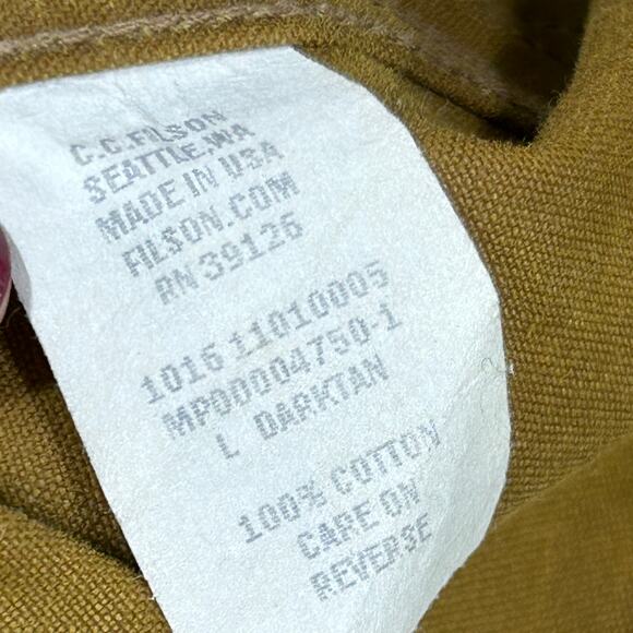 CC Filson Tin Cloth Cruiser Jacket Coat Mens Sz L Brown Made in USA - Picture 10 of 11